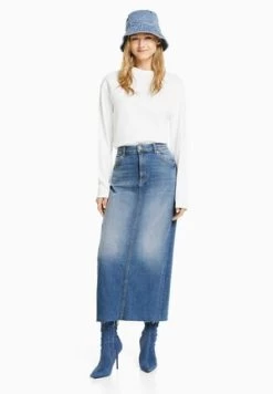 Glamorous STONEWASH SPLIT HIGH WAISTED - Jeansrock - Dark Blue Stonewash -Frauen Geschäft 028f21ea38eb46fbb712b31648acf872