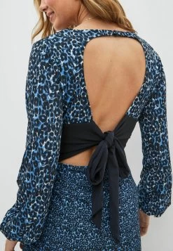 Next LONG SLEEVE BOW BACK - Jumpsuit - Blue Leopard Print -Frauen Geschäft 066d70edbd03414886012a893a3a28c6