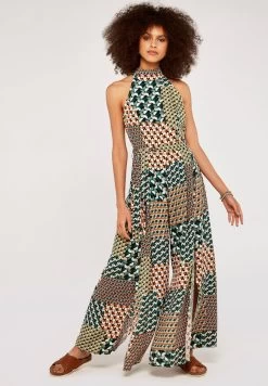 Apricot GEOPATCHWORK HALTER - Jumpsuit - Mustard Green