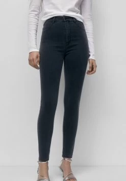 PULL & BEAR HIGH WAIST - Jeans Skinny Fit - Dark Grey
