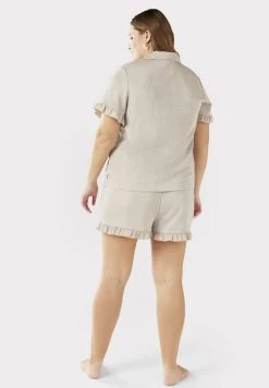 CURVE RUFFLE TRIM BUTTON UP SET - Nachtwäsche Set - Gold -Frauen Geschäft 1ff3680620a743cd98eef668eb9e29e6