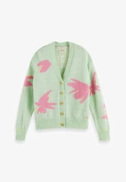 Scotch & Soda INTARSIA BOXY FIT - Strickjacke - Light Green/light Pink -Frauen Geschäft 24c8c00349d44646b703d7604cedad90