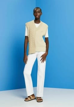 ESPRIT MIT V-AUSSCHNITT UND MUSTERMIX - Strickpullover - Beige -Frauen Geschäft 2cd4b9133c42416b88db3c752e0c8440