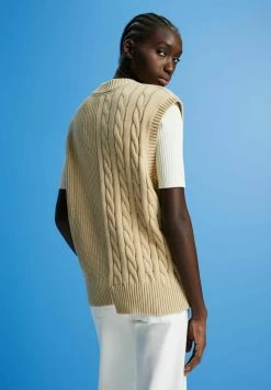 ESPRIT MIT V-AUSSCHNITT UND MUSTERMIX - Strickpullover - Beige -Frauen Geschäft 340fbe335ff140cfbe401684641c661a