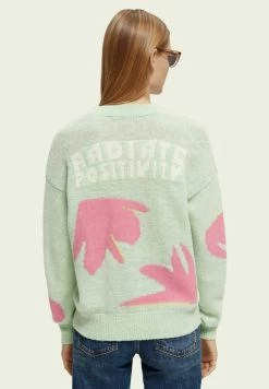 Scotch & Soda INTARSIA BOXY FIT - Strickjacke - Light Green/light Pink -Frauen Geschäft 3d14cac560df4e3baabad8d7209d1075