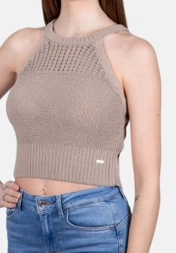 Armani Exchange IN FILO - Top - Beige -Frauen Geschäft 42ab07eee95a4f9faa72dafa99e48225