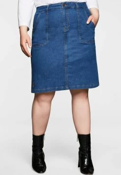 Sheego A-Linien-Rock - Blue Used Denim