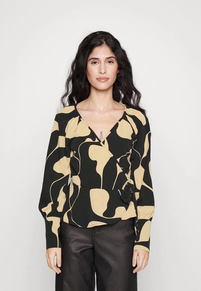 Vero Moda Petite VMLYDIA WRAP - Bluse - Black/lina 3 Vero Moda Petite VMLYDIA WRAP - Bluse - Black/lina