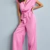 Next BELTED WIDE LEG STANDARD - Jumpsuit - Bright Pink