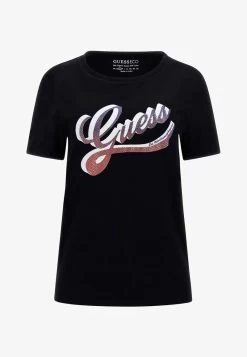 Guess SS CN SHADED LOGO - T-Shirt Print - Schwarz -Frauen Geschäft 5a26f1a59ce045769966b51106c244bc