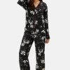 Marks & Spencer VISCOSE SATEEN FLORAL REVER SET - Nachtwäsche Set - Black Mix