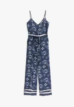 Next BELTED WIDE LEG STANDARD - Jumpsuit - Navy Aztec -Frauen Geschäft 66c7ef36793e412397c56733e6307e6a