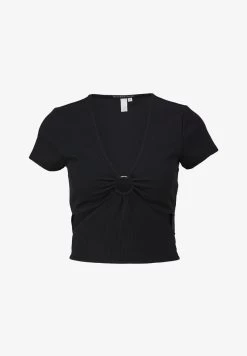 QS By S.Oliver ANIMÉ D’UN ANNEAU DÉCORATIF - T-Shirt Basic - Schwarz -Frauen Geschäft 6927f9fe3112444bad43ac3105951247