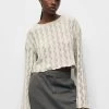 PULL & BEAR CROPPED OPEN - Strickpullover - Stone