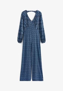 Next LONG SLEEVE BOW BACK - Jumpsuit - Blue Leopard Print -Frauen Geschäft 79f7e10cdf394c2db4c1dab1268c41e2
