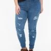 Zizzi MIT RISSEN - Jeggings - Blue Denim