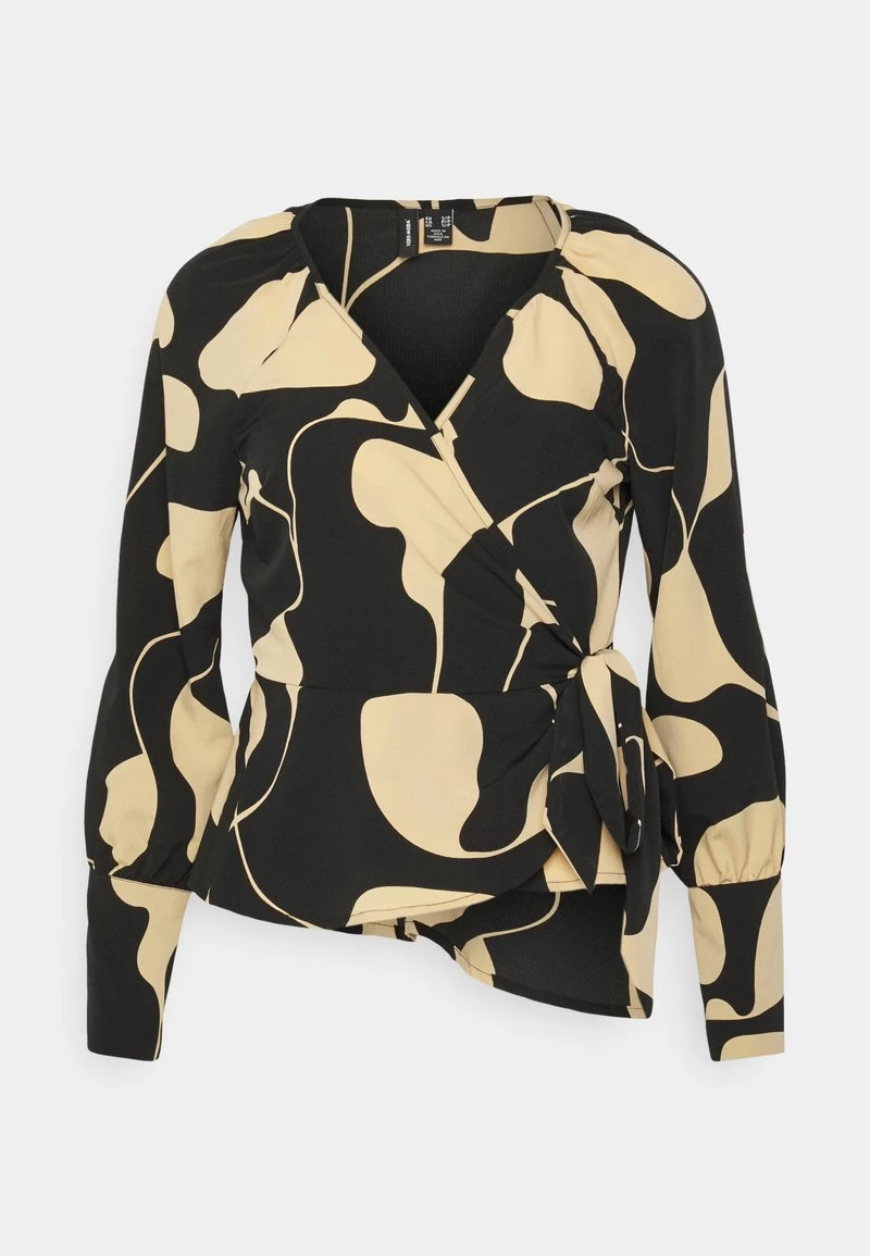 Vero Moda Petite VMLYDIA WRAP - Bluse - Black/lina 6 Vero Moda Petite VMLYDIA WRAP - Bluse - Black/lina – Bild 4