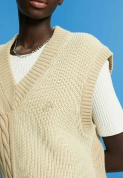 ESPRIT MIT V-AUSSCHNITT UND MUSTERMIX - Strickpullover - Beige -Frauen Geschäft 7dfac76bd20b426298865a9a115e2a43