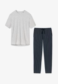 Schiesser ORGANIC - Nachtwäsche Set - Blau Gestreift Grau -Frauen Geschäft 89e594d63be948b480b165018f04845b