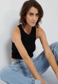 RIBBED CROP - Top - Real Black -Frauen Geschäft 8b59fce7ea9d42f484c33cfacb7201b3