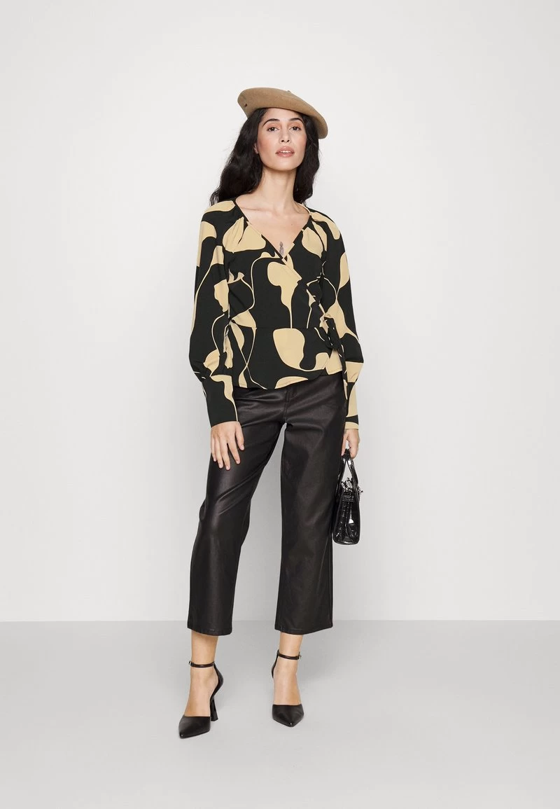 Vero Moda Petite VMLYDIA WRAP - Bluse - Black/lina 4 Vero Moda Petite VMLYDIA WRAP - Bluse - Black/lina – Bild 2