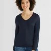 STREET ONE MIT GUMMIZUG IM SAUM - Langarmshirt - Blau