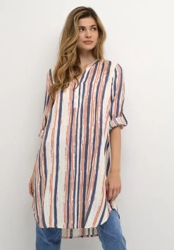 Bestseller 7 Kaffe KAIDA - Blusenkleid - Orange Blue Stripe