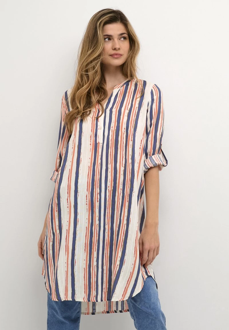 Kaffe KAIDA - Blusenkleid - Orange Blue Stripe 3 Kaffe KAIDA - Blusenkleid - Orange Blue Stripe