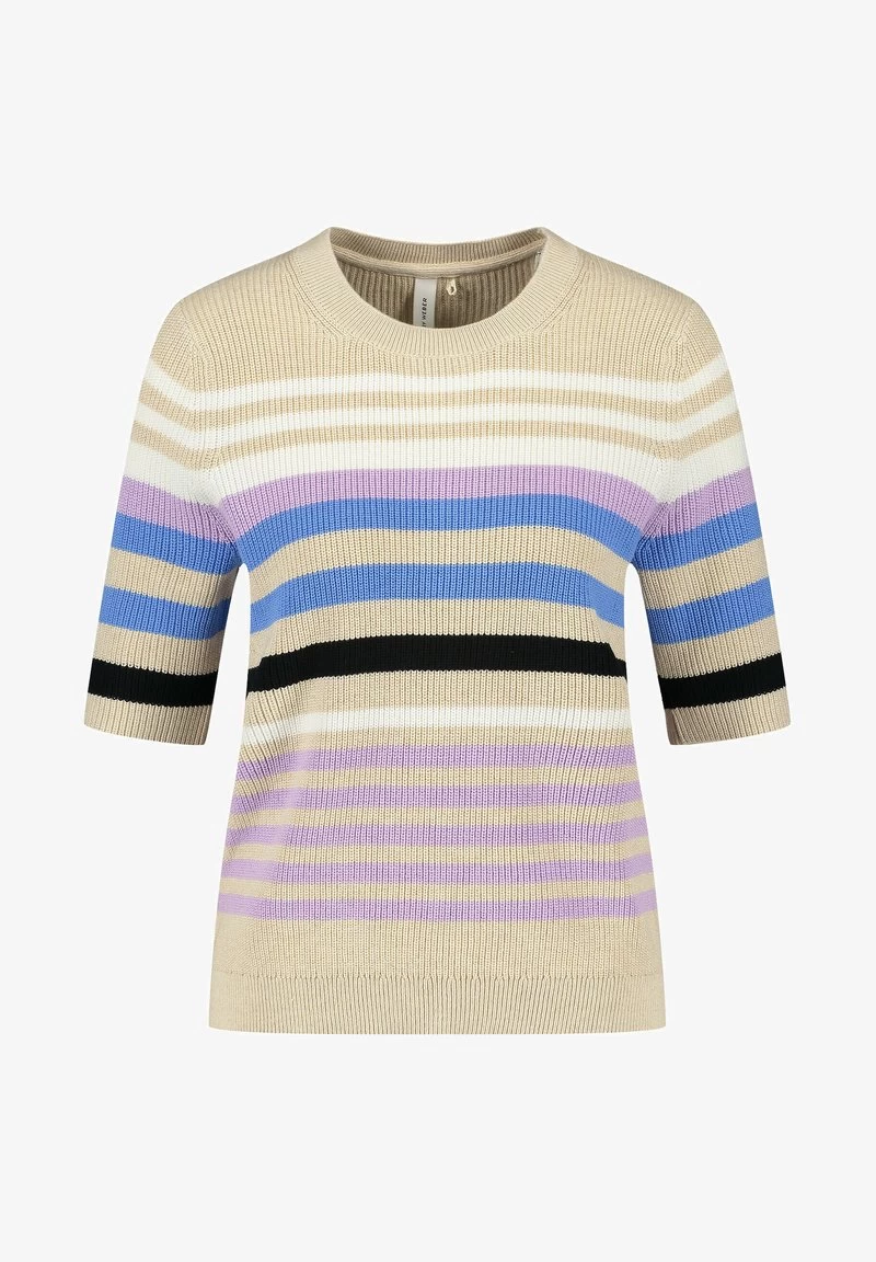 MIT STREIFENDESSIN - T-Shirt Print - Ecru Weiss Lila Pink Ringel 5 MIT STREIFENDESSIN - T-Shirt Print - Ecru Weiss Lila Pink Ringel – Bild 3