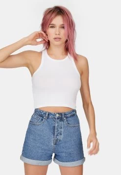 Bestseller 11 Stradivarius MOM-FIT - Jeans Shorts - Blue Denim