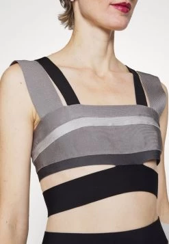 HERVE LEGER LAW ROACH BANDAGE CUTOUT CROP - Top - Ash -Frauen Geschäft a4dc2254d53844df80d99e357b9cb1c7