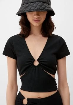 QS By S.Oliver ANIMÉ D’UN ANNEAU DÉCORATIF - T-Shirt Basic - Schwarz -Frauen Geschäft a611de13ca1742efa1687fb2572aa69b