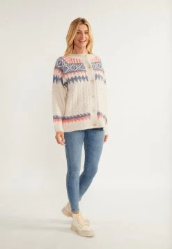 Usha MIT KNÖPFEN LYNNEA - Strickjacke - Beige Rot Blau -Frauen Geschäft a77b5982d13a42e78523831a67c9eb8d