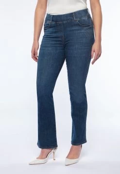 MIT FLORALER STICKEREI UND ELASTISCHEM BUND - Flared Jeans - Blu -Frauen Geschäft b26bc8c8d8694e8aa6afec32790cb3c8 1