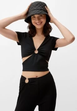 QS By S.Oliver ANIMÉ D’UN ANNEAU DÉCORATIF - T-Shirt Basic - Schwarz -Frauen Geschäft c831a504eb4d48f7a8715bc829def934 1