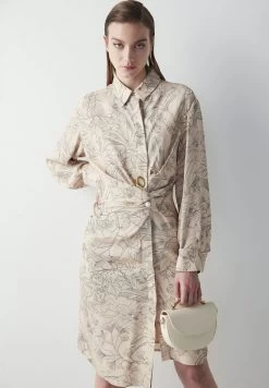 Ipekyol REGULAR FIT FLORAL PATTERN WITH METAL ACCESSORIES - Blusenkleid - Natural