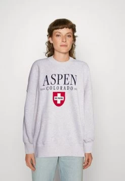 Abercrombie & Fitch THE SOFTAF MAX PATCH LONG SUNDAY CREW - Sweatshirt - Grey