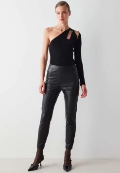 Ipekyol LEATHER LOOK - Stoffhose - Black